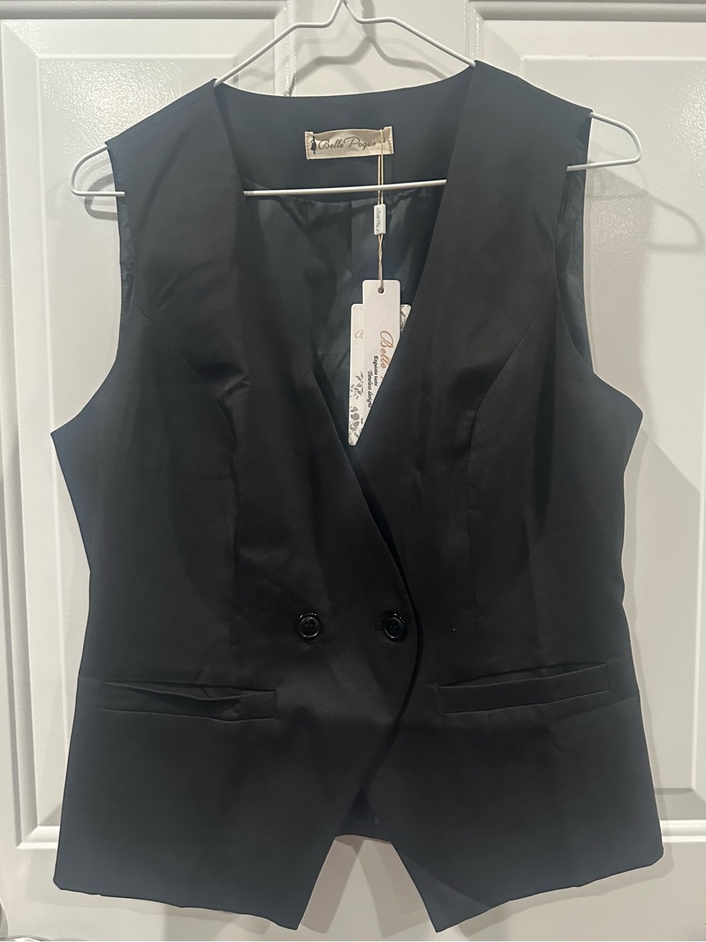 Que Black Double-Breasted Women's Vest